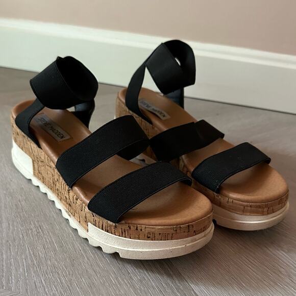 Steve Madden Bandi Platform Sandals Elastic Cork Chunky 8 8M Y2K - Picture 10 of 10